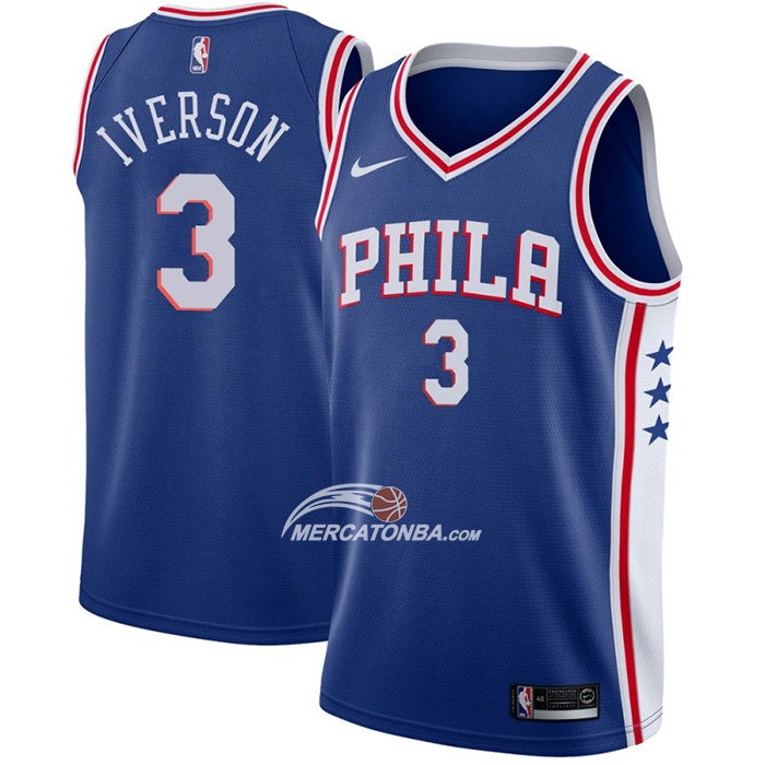 Maglia Philadelphia 76ers Allen Iverson NO 3 Icon Blu